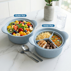 Olla <span class=keywords><strong>Vaporera</strong></span> Portátil de <span class=keywords><strong>Silicona</strong></span> para Alimentos de Bebé, 600ML/1280ML, 3 Compartimentos, Apta para Microondas, para Cocinar Verduras, Carne y Arroz - Product Image 1