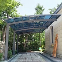 Venta Directa de Fábrica HONSUN, Carport de Aluminio Tipo M Impermeable de 5.5x6M, Toldo Exterior para 2 Autos, Pérgola de Aluminio Portátil DIY con PVDF