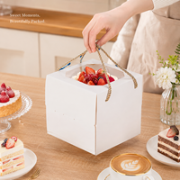 Boîte d'emballage alimentaire portable, recyclable, résistante à l'huile, avec motif de dessin animé mignon, certifiée CE, pour gâteaux et desserts