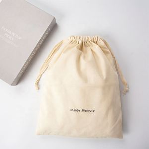 Wholesale Canvas Cotton <b>Pouch</b> <b>Drawstring</b> Shoe Bag Gift Bag Custom Handbag Dust Bags Covers With Logo Print - Product Image 4