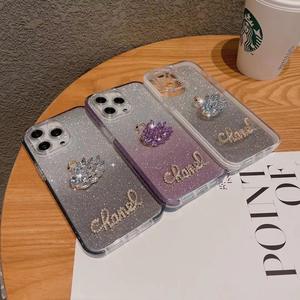 Nouvelle <span class=keywords><strong>coque</strong></span> de téléphone portable adaptée à l'iPhone 14 Pro Max, pour femme, motif cygne, dégradé scintillant, compatible avec iPhone 13, 12, 11 - Product Image 2