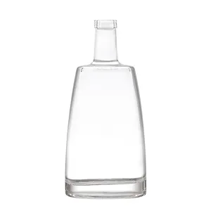Botella de cristal de 750 ml, licor de brandy spirit de 500ml, botella de vino de vidrio de 375ml
