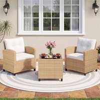 Günstiges PE-Rattan 3-teiliges Gartenmöbel-Set Outdoor-Sofa-Set für Garten, Poolbereich und Balkon