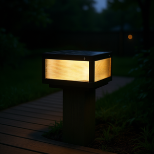 Lampe de clôture LED extérieure moderne à énergie solaire noire 12 pouces pour poteaux, allées, terrasses, patios IP65 2700K blanc chaud - Product Image 2