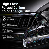 Film décoratif en vinyle PVC haute brillance pour voiture, couleur personnalisée, effet carbone forgé, avec technologie Air Release pour intérieur et extérieur automobile
