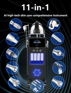 Appareil professionnel de microdermabrasion à oxygène en acier inoxydable à 11 poignées pour l'éclaircissement, le raffermissement et l'élasticité de la peau - Product Image 2