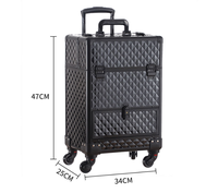 Grande capacité en aluminium ABS Kit cosmétique boîte artiste mallette de rangement chariot sac de maquillage avec roues pour les professionnels ensemble complet