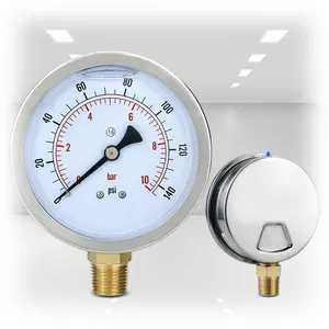 Manufacturers Sales Water Pressure Manometer 100mm 60bar/Psi Bourdon Tube Glycerin Filled Oil Pressure Gauges