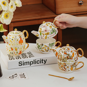 Cadeau de mariage tasse et soucoupe service à thé en céramique avec <span class=keywords><strong>théière</strong></span> pour une personne pot unique ensemble de <span class=keywords><strong>théière</strong></span> individuel - Product Image 5