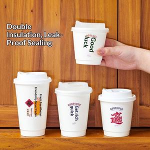 Tapas de papel engrosadas y recubiertas desechables personalizadas para vasos de café, para empaques comerciales para llevar - Té de burbujas y bebidas calientes - Product Image 3