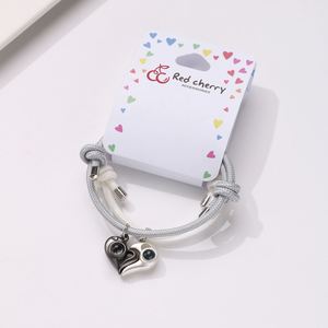 Glow in the Dark Luminous <b>Rope</b> <b>Bracelet</b> for Women Men Valentine's Day Gift Magnet 100 Language I Love You Heart Couple <b>Bracelet</b> - Product Image 5