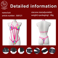 Bodysuit Halter JINZHU dengan Tali, Motif Tie-Dye, Berlubang, Lingerie dengan Cincin Logam yang Dapat Disesuaikan, Pakaian Dalam Seksi Satu Bagian