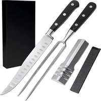 Top ventes couteaux de cuisine 8 pouces ensemble de couteaux en acier inoxydable couteau à viande barbecue ensemble de couteaux de chef avec aiguiseur et couvercle de lame