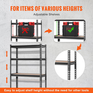 Étagère de garage réglable en hauteur sans boulons, robuste, sur mesure, en métal, multi-usages, facile à assembler, certifiée CE - Product Image 3