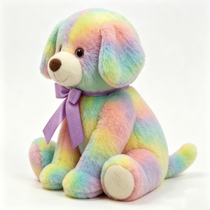 Peluche de perro labrador con degradado de arcoíris, suave y esponjoso, compañero de dormir para bebés. - Product Image 5