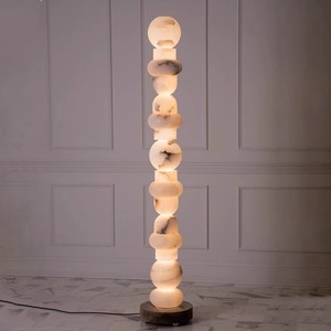 Lámpara de Pie de Mármol Natural LED con Cambio de Color E27 220V, Control por Interruptor, Diseño Decorativo para Sala de Estar, Dormitorio, Villa, Junto al Sofá - Product Image 1