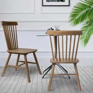 High Quality Modern Nature Color Solid Wooden Bistro Chairs Beech Wood Dining Chairs Windsor Cafe Chairs