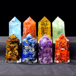 Torre de Cristal de Resina <span class=keywords><strong>Orgonita</strong></span> con 9 Variedades de Gemas Naturales, Lámina de Oro, Resina Transparente, Obelisco Curativo, Decoración para el Hogar, OEM - Product Image 5