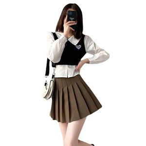 Couleur unie taille haute Mini <span class=keywords><strong>jupe</strong></span> plissée pour femmes dames vêtements décontractés école <span class=keywords><strong>fille</strong></span> Style uniforme - Product Image 3
