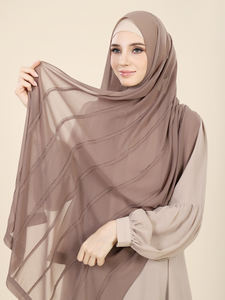 Último Diseño Exclusivo 2026: Hiyabs de Gasa Premium con Parches Cosidos a <span class=keywords><strong>Mano</strong></span>, Pañuelos de Gasa para Mujer, Velos de Oración Musulmanes para Mujer - Product Image 2