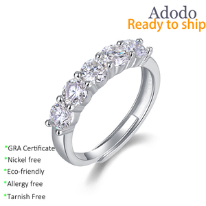 9 Classici Anelli Mezza Eternità in Argento Sterling 925 con Moissanite Taglio Rotondo 1.5CT VVS GRA, Stile Fortunato Numero <span class=keywords><strong>7</strong></span>, per Donna - Product Image 1