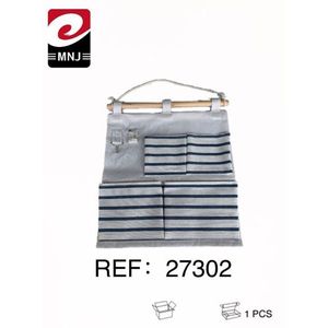 Mnj Hanging Storage Bag 4 Pockets Striped Fabric Wall Organizer For Closet Bedroom Use - Product Image 3