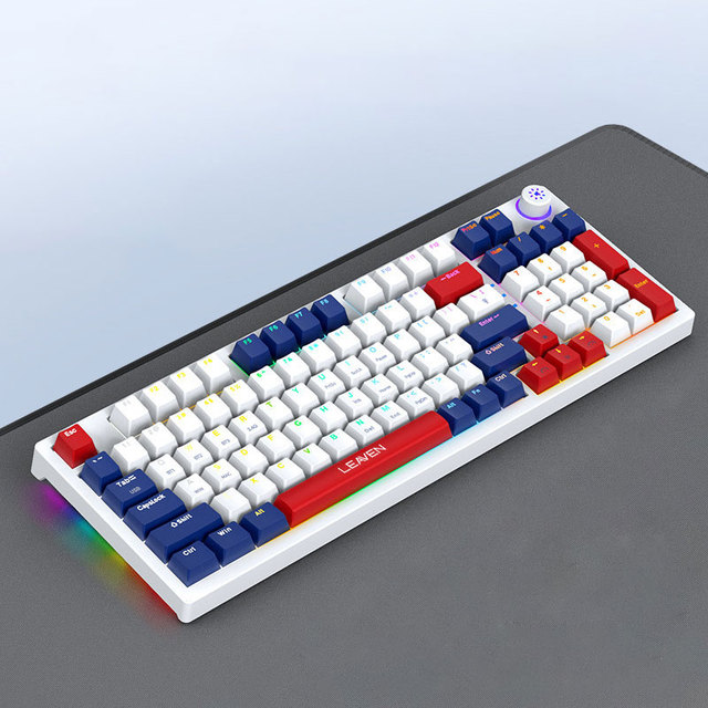 LEAVEN H96 Three Mode Wired 2.4G Wireless Bluetooth Keyboard with Knob Hot Swap RGB Backlit Gaming Mechanical Keyboard