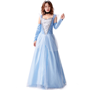 Costume da Principessa Blu per Festa a Tema Halloween e Carnevale, Abito con Gonna da Protagonista di Fiabe, in Poliestere, per Donne Adulte - Product Image 6