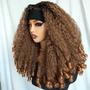Parrucche <span class=keywords><strong>Afro</strong></span> Kinky KEMY HAIR all'Ingrosso, Alta Qualità, Economiche, Ombre, Riccioli Voluminosi, Parrucche Sintetiche con Fascia per Donne di Colore - Product Image 3