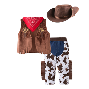 Traje de Vaquero Occidental Informal para Niños, Ropa de Fiesta, Disfraz de Vaquero para Niños, Ropa de Fiesta para Bebés, 4 Piezas con Sombrero - Product Image 1