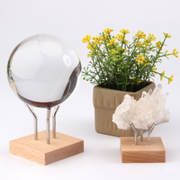 Nouveau support pliable en métal et bois au design moderne pour présentoir de cristaux 6,5x6,5 – Support pour boules de pierres précieuses et minéraux