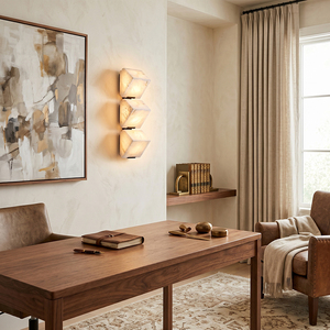 Modern Geometric Alabaster <b>Wall</b> Sconce Luxury Brass Lamp for Bedroom Bedside Living Room LED Designer Cube Stone <b>Light</b> Decor - Product Image 4