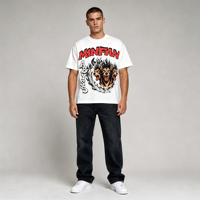 T-shirt Homme T19 MINFAN Coupe Ample 100% Coton Manches Courtes, Imprimé Rétro Streetwear Illustration Flamme Tournoyante Tornade