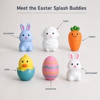 Ensemble de jouets de bain pour bébé, modèle Pâques, en vinyle, animaux mignons (lapin, agneau, poussin) avec fonction pulvérisation d'eau, flottants pour la baignoire, personnalisable en usine