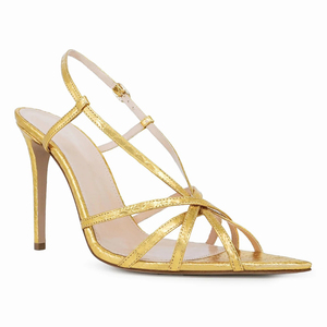 Sandales à talons aiguilles métalliques effet serpent pour femmes, à brides croisées, talon haut, pour soirées glamour, vente en gros OEM - Product Image 2