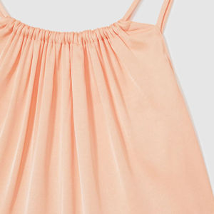 Nouvelle Arrivée 2026 – Robe longue décontractée en satin pêche pour femme, col halter, double bretelle, corsage froncé, fente latérale - Product Image 5