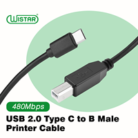 Câble USB Type-C vers USB 2.0 B mâle personnalisé avec conducteur en cuivre pur, synchronisation de données haute vitesse pour ordinateur et imprimante, matériau PVC