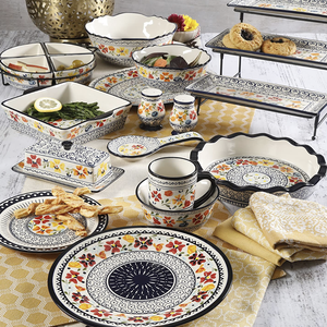 Bakeware del commercio all'ingrosso Dipinto A Mano Disegno Floreale <span class=keywords><strong>Blu</strong></span> Rotondo In Porcellana Torta Piatto Recrangular In Ceramica strumenti di Cottura Pan - Product Image 5