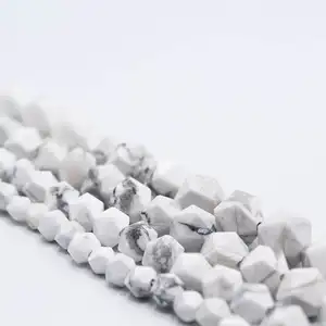Natural Stone White High Quality Diamond Faceted Howlite Beads 6 8 10 12 MM Pick Size