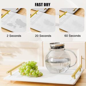 Plateau de comptoir de salle de bain <span class=keywords><strong>grand</strong></span> <span class=keywords><strong>format</strong></span> CF, porte-savon, organisateur d'évier à séchage instantané, plateau en pierre absorbant l'eau pour comptoir - Product Image 6