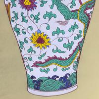 Vase chinois LINGFENG peint à la main pour collectionneurs, motif dragon Wucai, glaçure cinq couleurs, style Ming, cadre photo en forme de rouleau de soie
