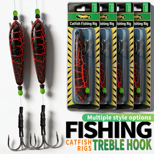 Hameçon triple pour pêche au poisson-chat avec flotteur, émerillon rotatif à 360°, émission sonore, anti-accrocs, appât suspendu, résistant à la corrosion, de 10g à 30g - Product Image 2