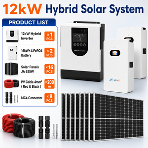 ระบบพลังงานแสงอาทิตย์แบบไฮบริด 10kW 12kW สำหรับบ้านแบบออฟกริด พร้อมชุดแบตเตอรี่ลิเธียมและชุดแผงโซลาร์เซลล์ - Product Image 2