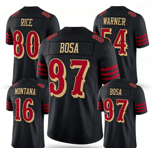 Camiseta de Fútbol Americano de Manga Corta Estampada de Alta Calidad 100% Poliéster, Estilo San Francisco 49ers # 23 McCaffrey # 13 - Product Image 1