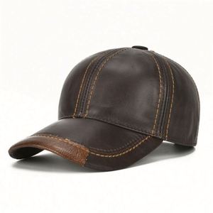 Hot Selling New Arrival Cowhide Fall Winter Sports Caps Baseball Cap <b>Hat</b> Men Outdoor Street Men Genuine Leather <b>Hat</b> - Product Image 2