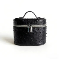 Trousse de Maquillage de Voyage en Cuir PU Texture Autruche avec Fermeture Éclair et Poignée, Organisateur de Pinceaux et Cosmétiques, Étui de Rangement pour Coiffeuse – Vente en Gros