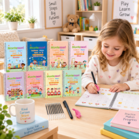 Buku Latihan Menulis Ajaib Montessori Spanyol Set 8 Buku, Dapat Dipakai Berulang Kali, Berlekuk untuk Anak Usia 3+ Tahun, Hadiah untuk Prasekolah dan Taman Kanak-Kanak