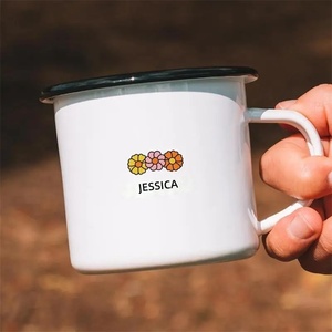 Taza Esmaltada Personalizada de 11oz con Logo Impreso, Taza de Café/Té con Diseño Clásico y Asa, Ideal para Hombres, Montañismo, Camping, Aniversarios - Product Image 3