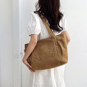Customize <b>Large</b> Luxury Blank Women's Shoulder <b>Bags</b> Travel Work Hand <b>Bags</b> Ladies <b>Canvas</b> Tote <b>Bag</b> with Zipper - Product Image 3