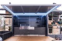 Cuisine extérieure moderne en acier inoxydable 304, armoire pour barbecue avec réfrigérateur intégré et support TV